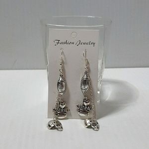 Hand CraftedEarringsPiercedTripleDropFootballCharm